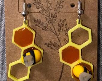 Triple Honeycomb Bee Dangles