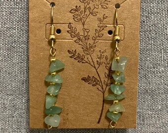 Green and Gold dangle earrings