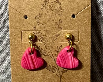 Pink swirl heart dangles