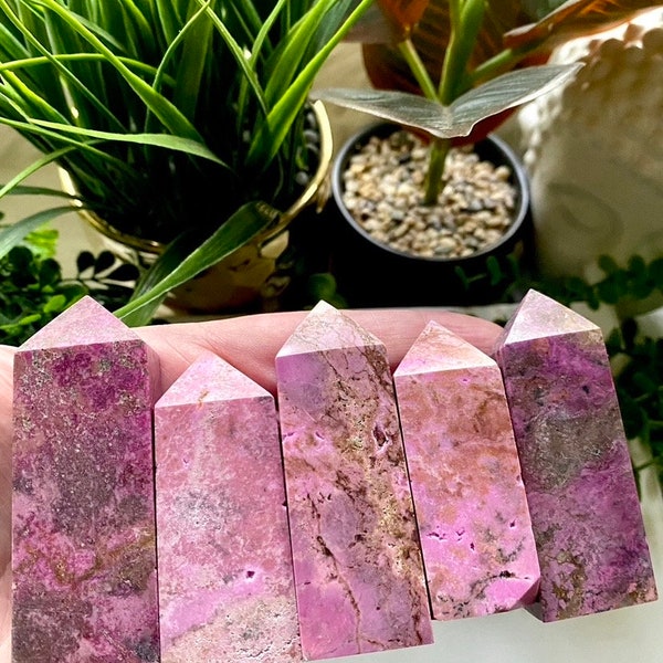 RARE Rhodonite in Sugilite Towers | Healing Crystals for Meditation | Reiki | Witchy Decor | Desk Decor | Spiritual Home Decor | Birthday