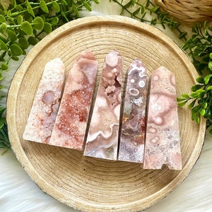 Pink Amethyst Flower Agate Quartz Tower: Healing Crystal Decor