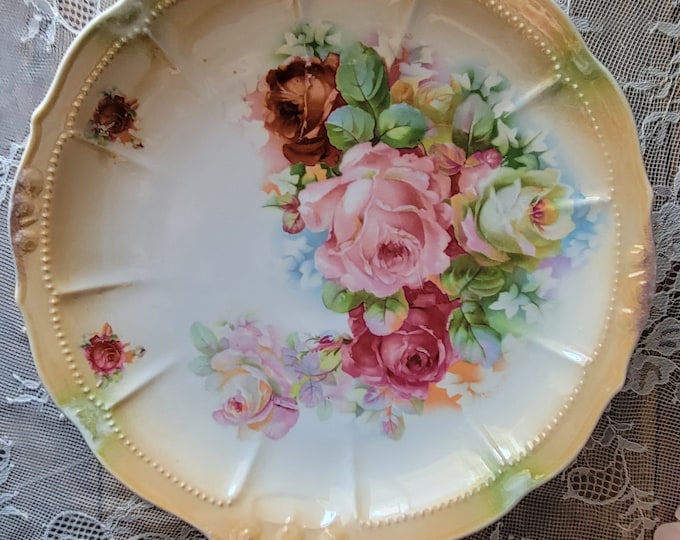 Lusterware Porcelain Cake Plate, Vintage Germany Lusterware Cake Platter, Service Plate