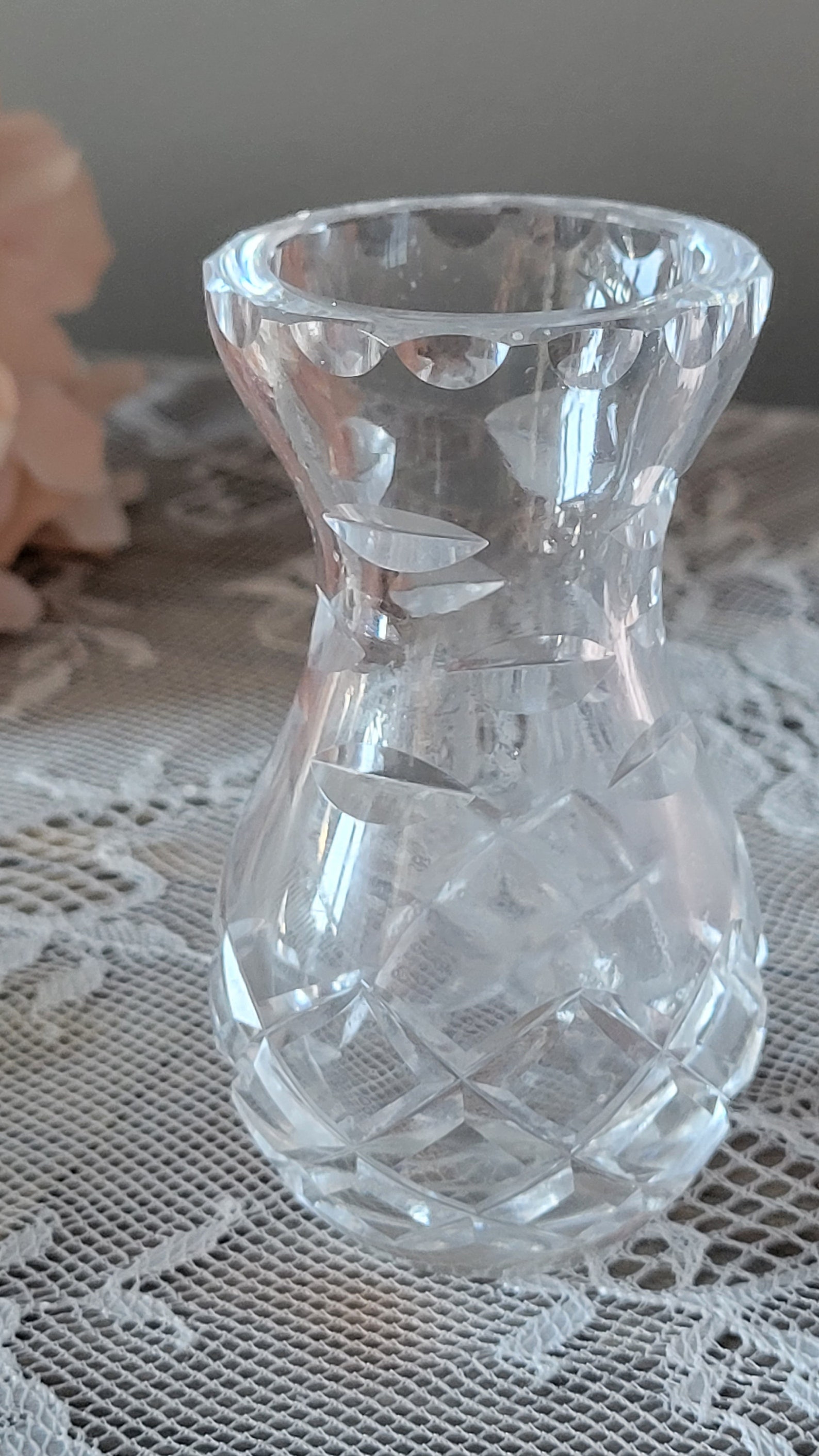 Bud Vase, Crystal Bud Vase, Vintage Crystal Bud Vase, Crisscross