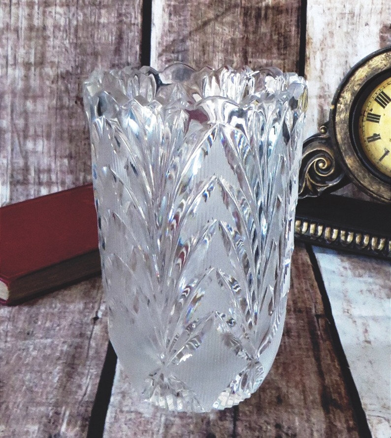 ENCHANTING HandCut USSR Glass Lead Crystal Vase Etsy