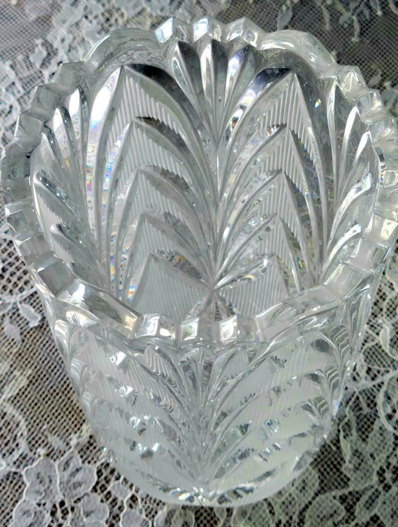 Vintage Lead Crystal Vase, Vintage Handcut USSR Lead Crystal Vase
