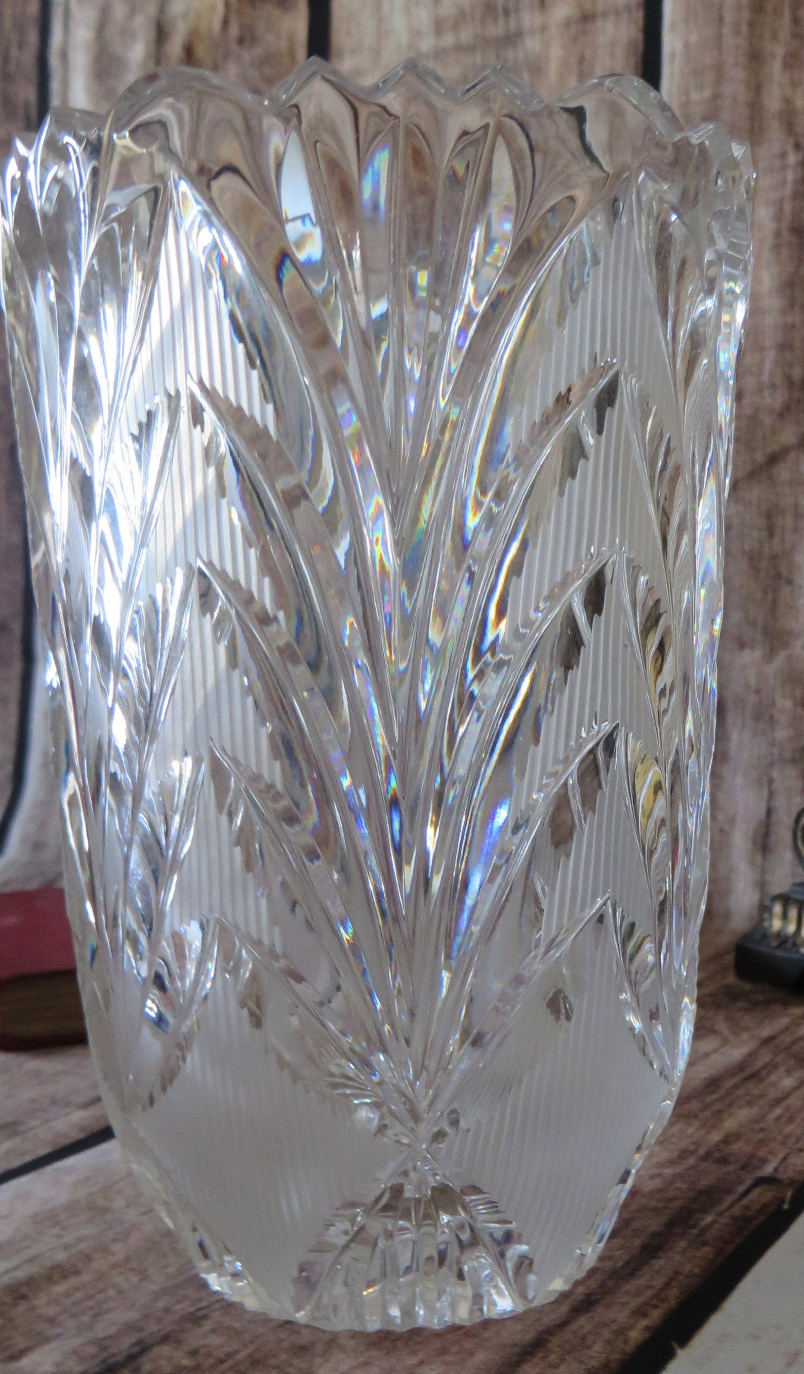ENCHANTING Handcut USSR Glass Lead Crystal Vase Sawtooth Etsy