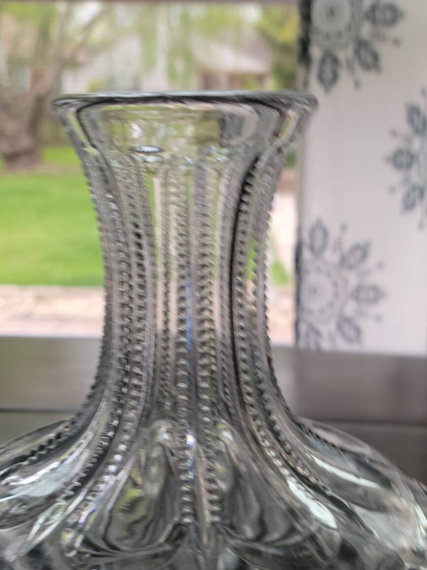 Antique Glass Carafe Water Decanter, Antique MCKEE Aztec Carafe Prescut