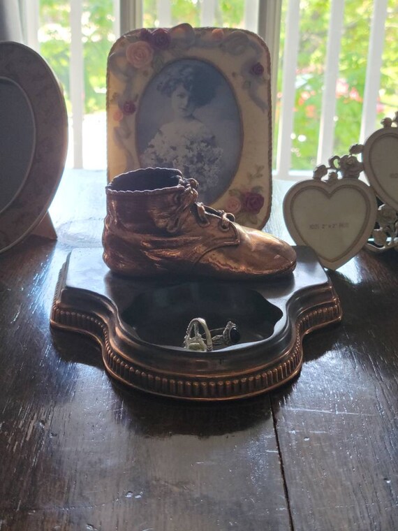 Vintage Bron Shoe Co Bronze Baby Shoe With Ashtray/trinket Etsy