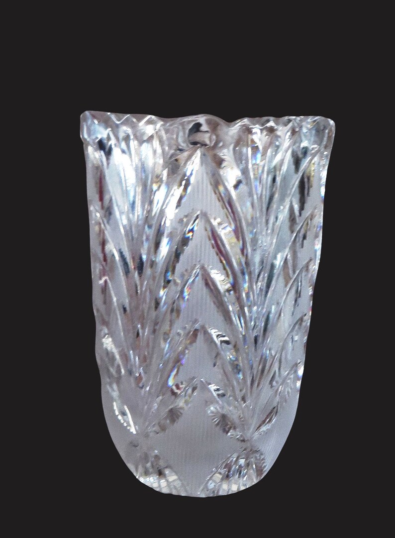 ENCHANTING Handcut USSR Glass Lead Crystal Vase Sawtooth Etsy