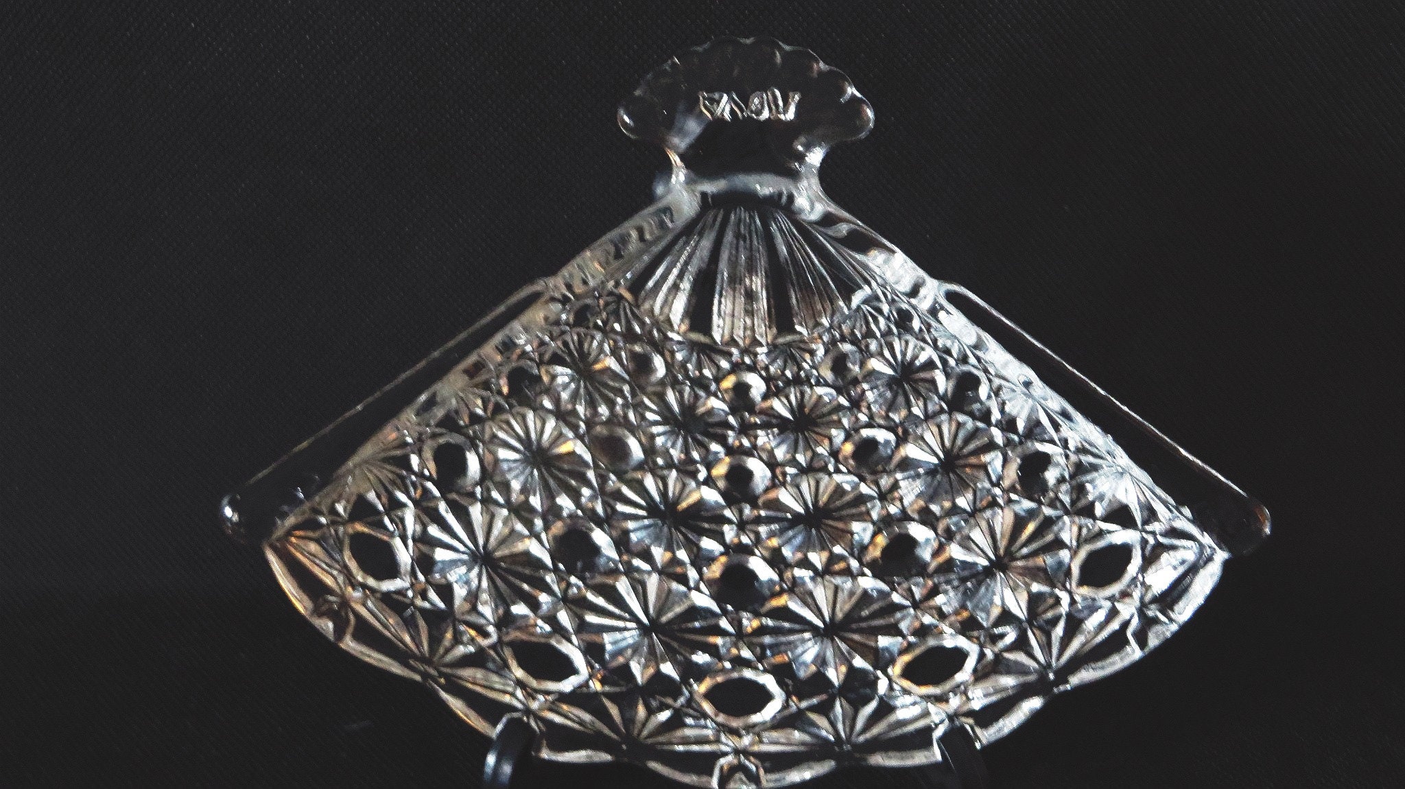 AVON Vintage Glass Trinket Dish, Catch All Dish, Vintage AVON Fan Shaped Glass Dish, Starburst