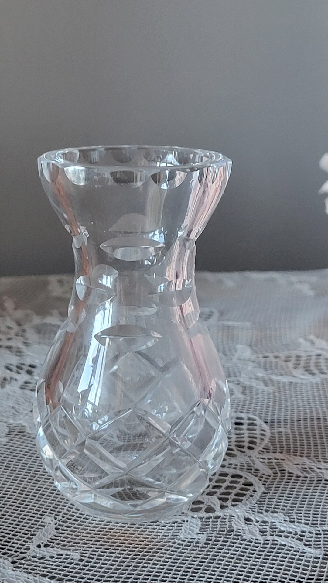 Bud Vase, Crystal Bud Vase, Vintage Crystal Bud Vase, Crisscross