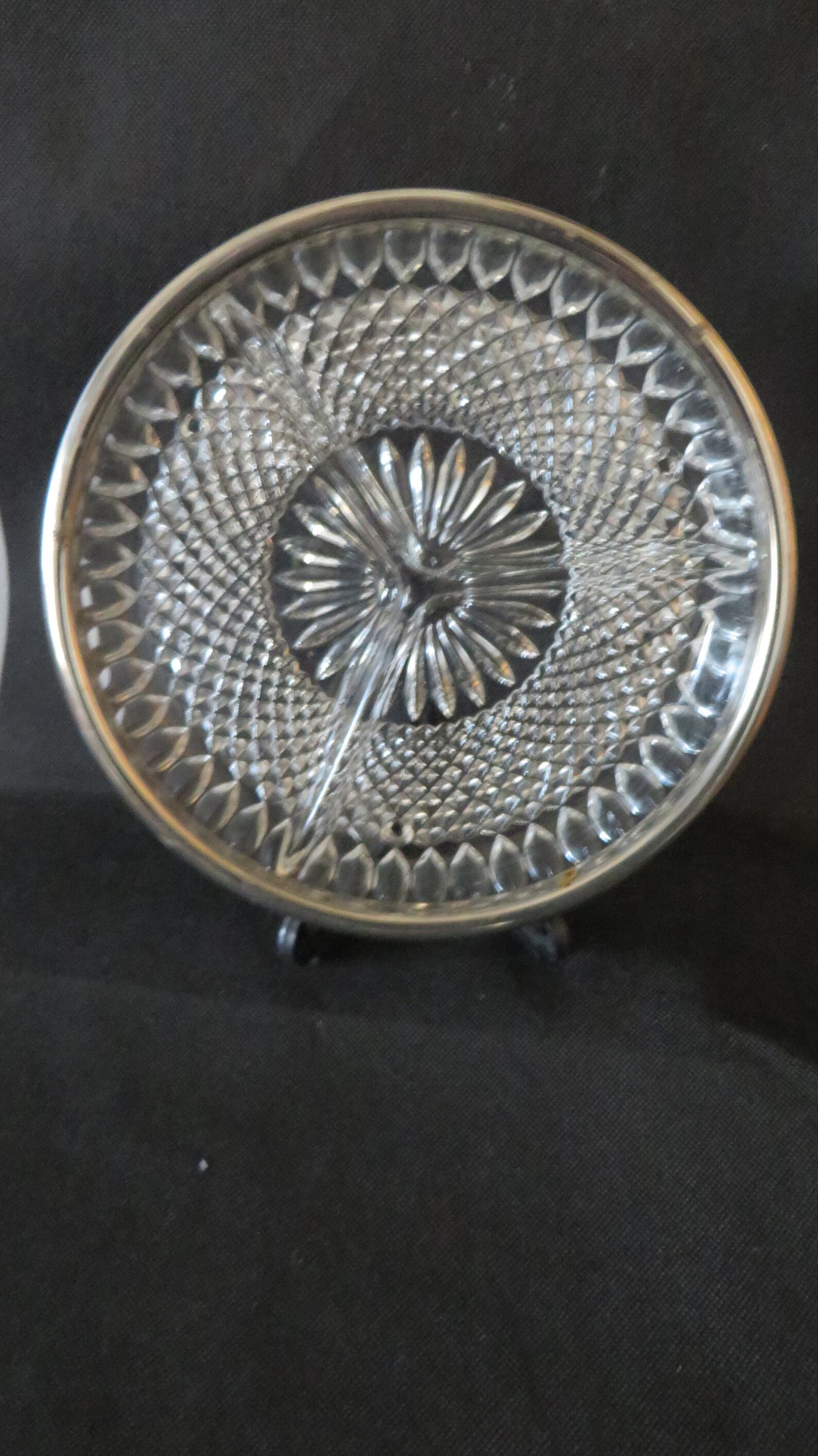 Vintage Lead Crystal Divided Relish Tray With Silver Ring Etsy