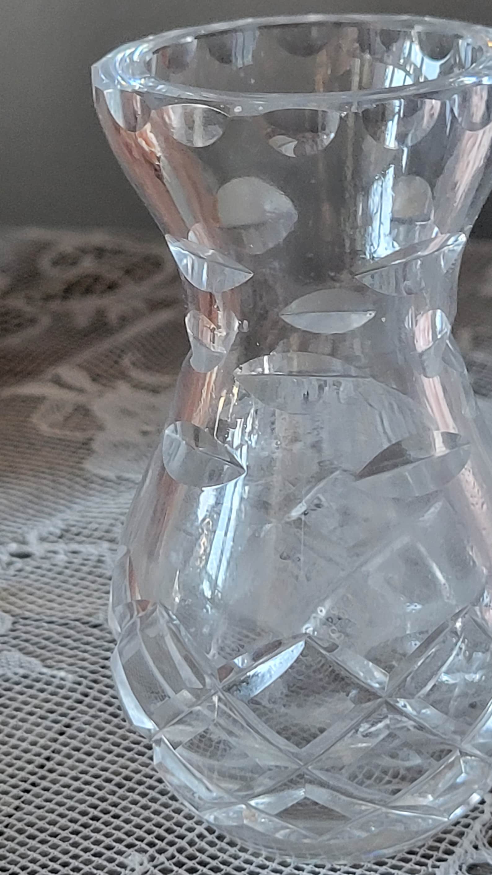 Bud Vase, Crystal Bud Vase, Vintage Crystal Bud Vase, Crisscross