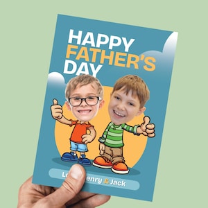 Benutzerdefinierte Vatertagskarte Geschwister druckbare glücklicher Vatertag von Kindern mit Foto Lustiger Vater Karte von Zwillingen Digital Download Karte Kinder
