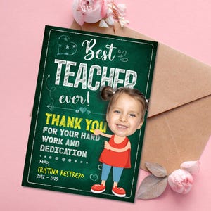 Custom Teacher Thank You Tag with Child’s Photo Editable Digital Download Personalized Printable for School and Daycare Gift