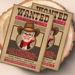 Personalized Western Birthday Invitation: Cowboy/Cowgirl Wanted Poster (Digital Download, PDF & JPG