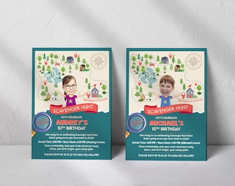 Treasure Hunt Birthday Invitation: Customizable Detective Party (Digital Download)