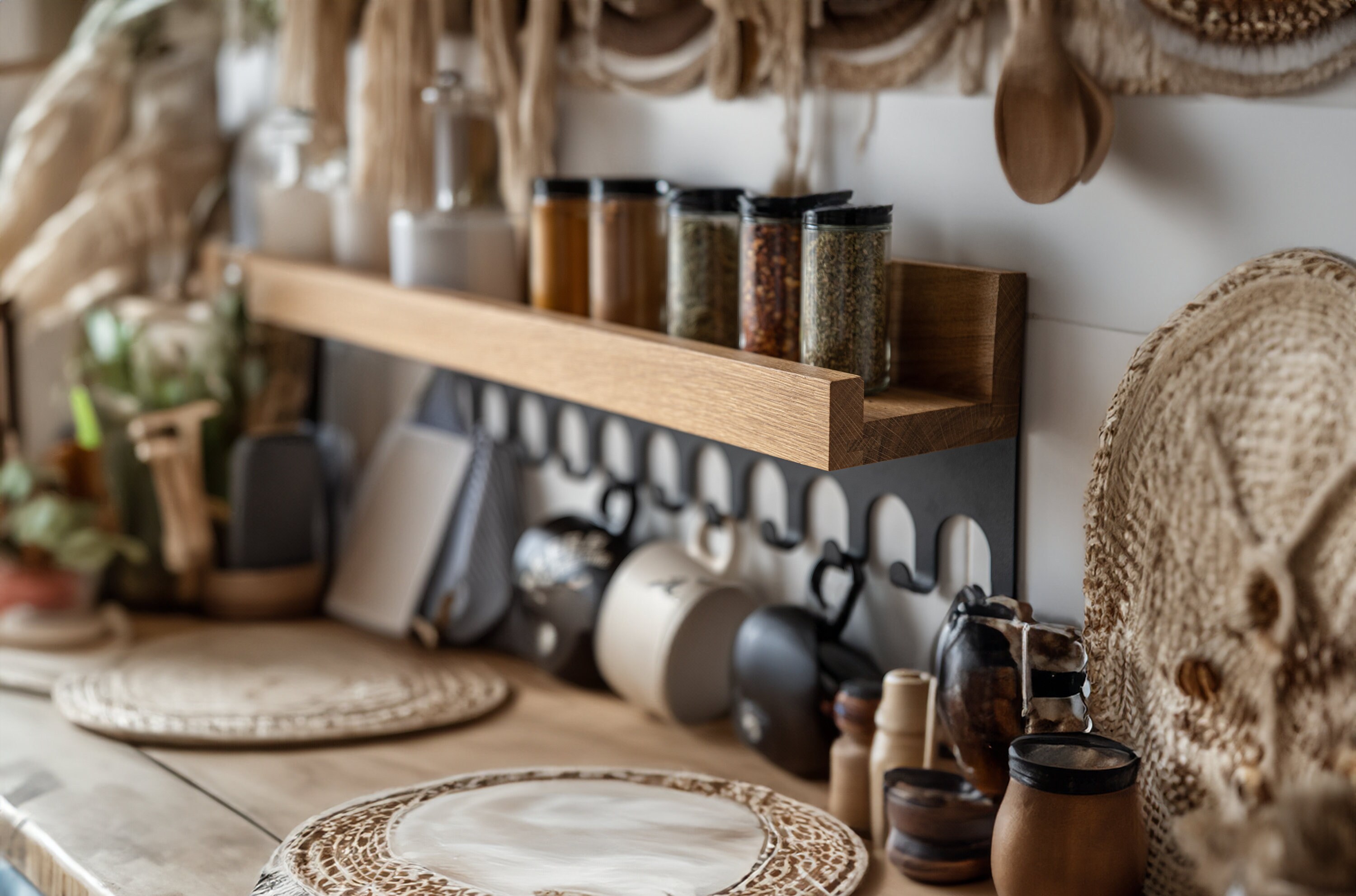 Boho Charm Display Shelf | Oak Wood With Black Hanger | Perfect for ...