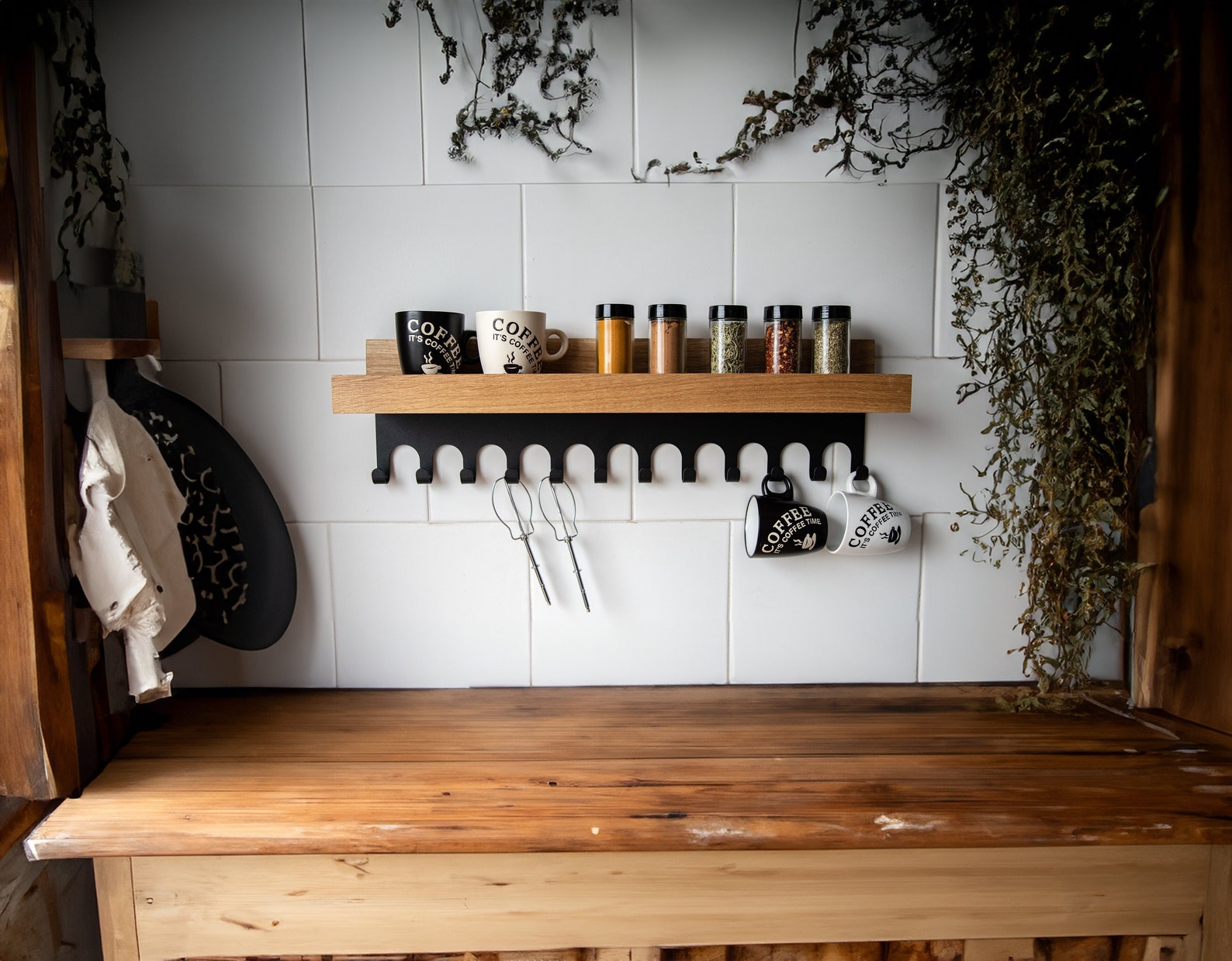 Boho Charm Display Shelf | Oak Wood With Black Hanger | Perfect for ...
