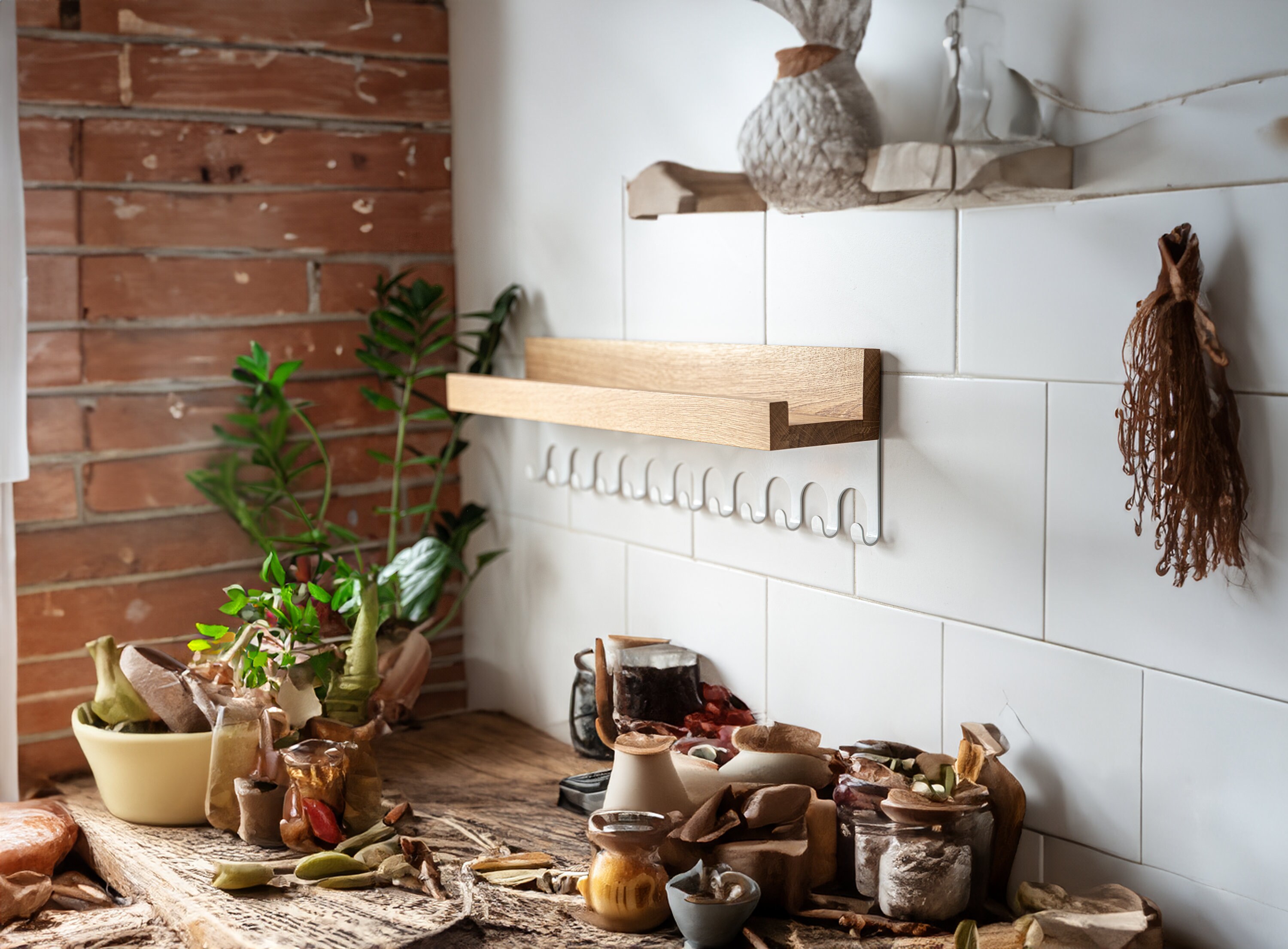 Boho Charm Display Shelf | Oak Wood With Black Hanger | Perfect for ...