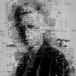 Custom portrait, stylish personalized gift, newspaper effect (DITIGAL FILE ONLY)