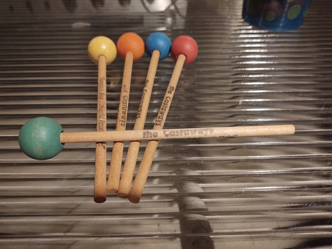 Lot of 5 vintage marimba sticks from Castaways Hotel in Miami Etsy