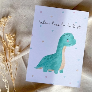 Geburt - Baby - Dino - Glückwünsche - Karte - Aquarell - Grußkarte