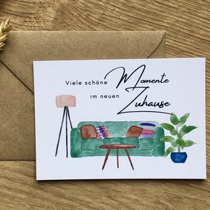 Umzug / Einzug / neue Wohnung - zu Hause - Karte -  Aquarell - Grußkarte