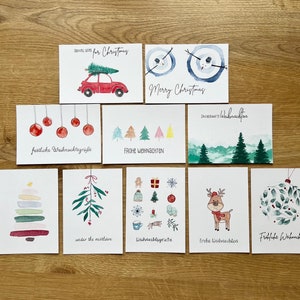 10er Set Weihnachtskarten - Postkarte - Weihnachtspost - Weihnachtsmotive - Aquarell