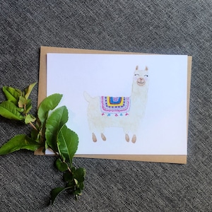 Alpaka - Karte - Aquarell - Grußkarte