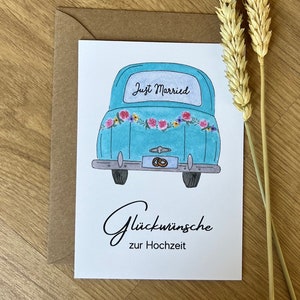 just married - Hochzeit - Verlobung - Karte - Aquarell - Grußkarte