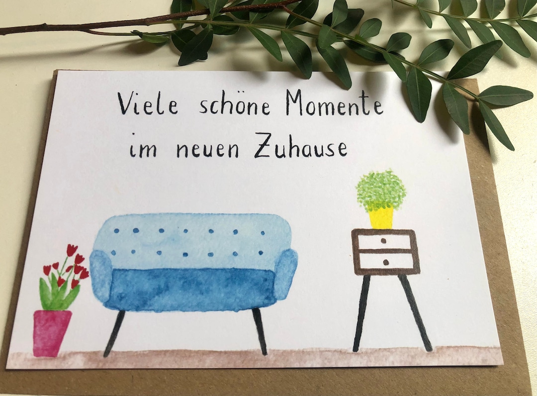 Umzug / Einzug / neue Wohnung - Karte - Aquarell - Grußkarte - Etsy.de