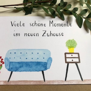 Umzug / Einzug / neue Wohnung - Karte -  Aquarell - Grußkarte