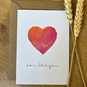 von Herzen / Freund / Freundin / Liebe - Karte -  Aquarell - Grußkarte
