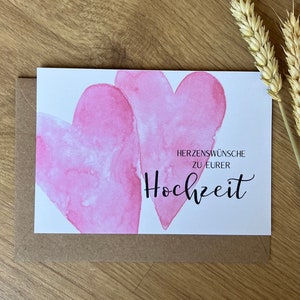 Hochzeit - Herzen - Karte - Aquarell - Grußkarte