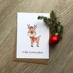 Weihnachtskarte - Rentier - Frohe Weihnachten - Christmas - Grußkarte