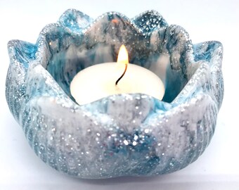 Handmade Resin tea light holder, trinket dish.