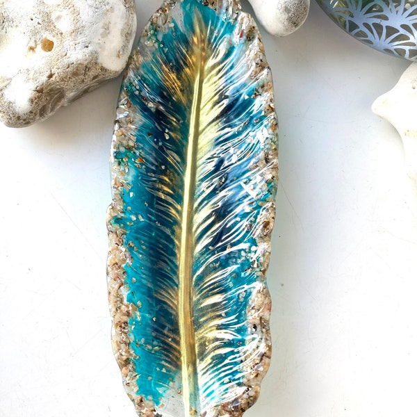 Handmade resin feather tray