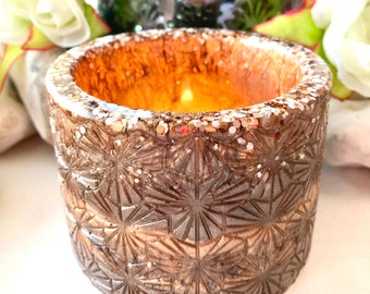 Handmade bronze resin candleholder