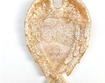 Handmade shimmery resin Angel wings tray