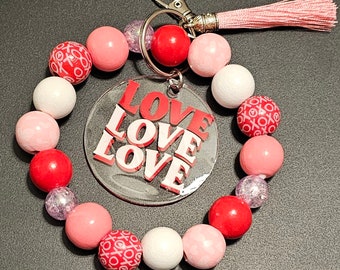 Beaded Wristlet Keychain, Valentines Day,  Gifts