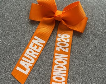 Personalised Marathon Hair Bow on clip  - Running Accessories - Race - Runner - Running Gift - Sports Hair - running personalised Bow