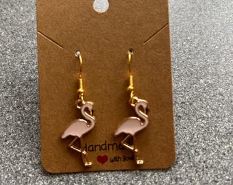 Handcrafted Light Pink Flamingo Earrings: Fun Hypoallergenic Jewelry