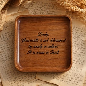 Personalized Scripture Ring Dish, Christian Encouragement Gift, Custom Bible Verse, Religious Wooden Catchall Tray