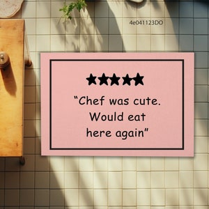 5-Star Review Doormat-Chef Was Cute Would Eat Here Again-Personalized Chef Doormat-Restaurant Floor Mats-Funny Chef Gifts-Home Kitchen Decor