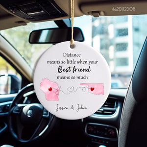 Afstand betekent zo klein-aangepaste kaart auto ornament-gepersonaliseerde hangende auto-auto geschenken-auto dashboard decor-cadeau voor moeder vader hem vriend