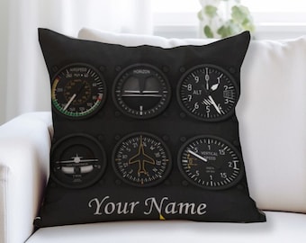 Aviation Aircraft-Pilot Six Flight Pillow-Custom Pillow-Gift For Husband Dad Son Boy Parents-Personalized Pilot Son Gift-Pilot Birthday Gift