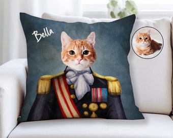 Custom Royal Pet Portrait-Personalized Dog Cat Pillow-Funny Gifts For Pet Lovers-Cuddle Cushion-Cat Dog Lovers Gifts For Friend Mom Daughter