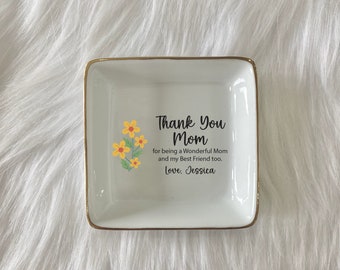 Mom Personalized Ring Dish Gift From Daughter, Thank You Mom Gift, Custom Jewelry Holder, Mother's Day Birthday Gift, Gift For Mother In Law
