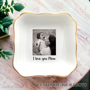 Plato con foto personalizado para baratijas, plato con foto para joyas, regalo de agradecimiento para mamá, foto personalizada en el plato, regalo de boda, regalo con foto para amigas y hermanas.